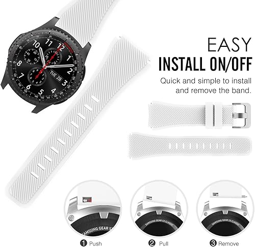 Miniatura 8 de Correa de reloj deportivo, marca MoKo, de silicona, para Samsung Gear S3, Blanco