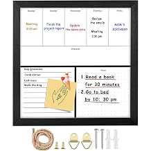 Umtiit Weekly Calendar Dry Erase Whiteboard 11.8 x 11.8 inch30 x 30 cm, Black Wood Frame, Magnetic Surface Whiteboard for Planning/Schedule/School Timetable/MemoZLBB-3030BK,US