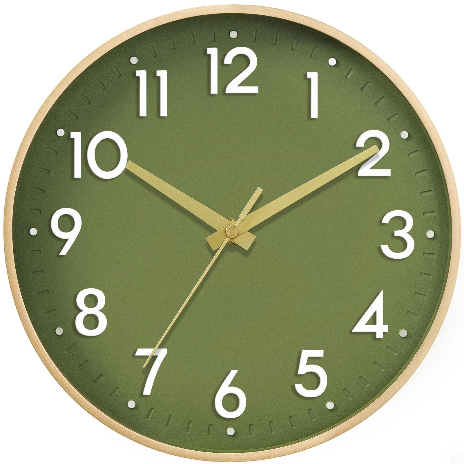 Mosewa Wall Clock 8 Inch, Battery Operated Silent Non-Ticking Modern Analog Clock Decorative for Kitchen, Bedroom, Office, Living Room(Gold)