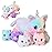 SQEQE Unicorn Cat Plush Mommy Cat Unicorn with 4 Cute Baby Kittens - Plushies Birthday Gifts for Boys and Girls