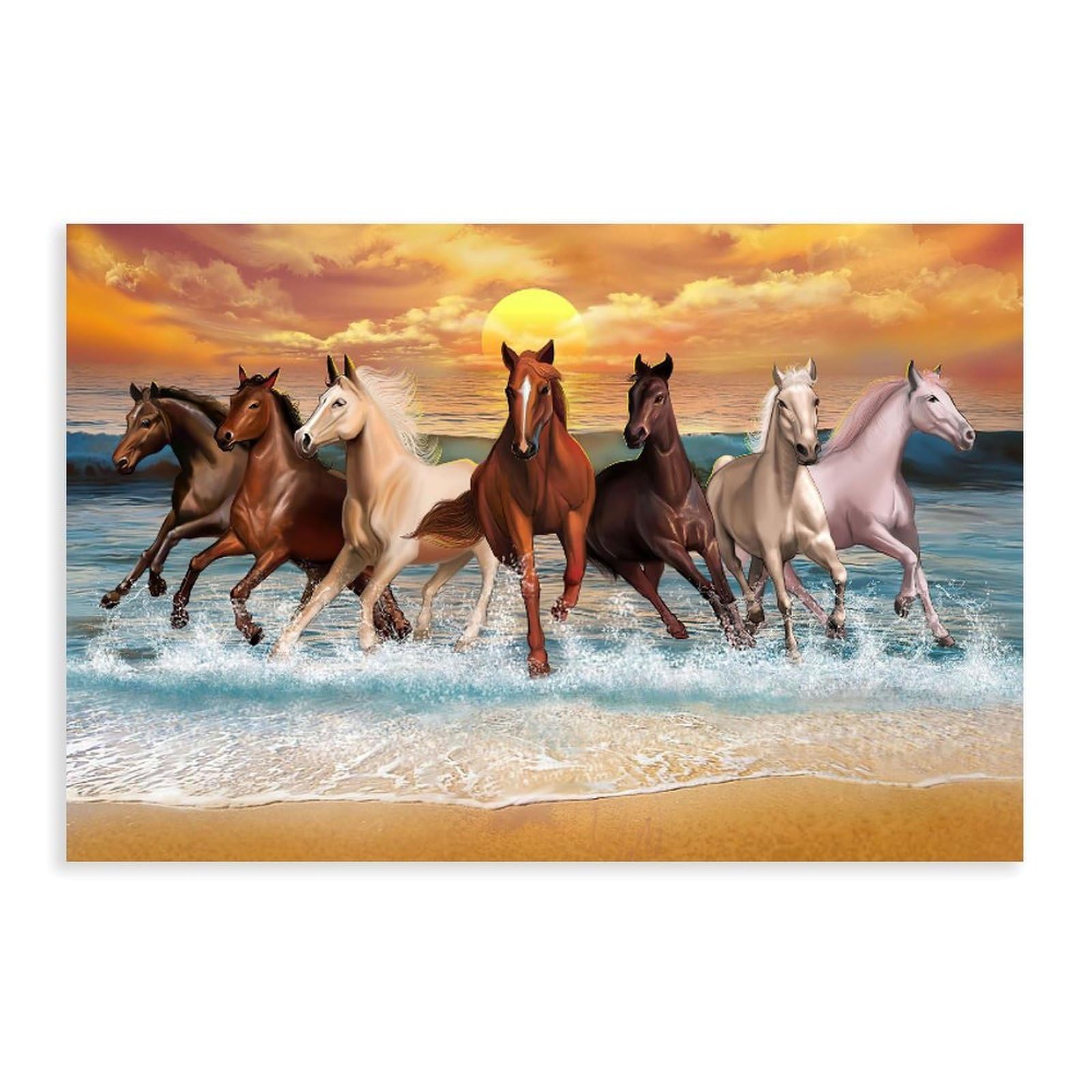 Horse Painting Seven Lucky Running Painting Prints Canvas Poster