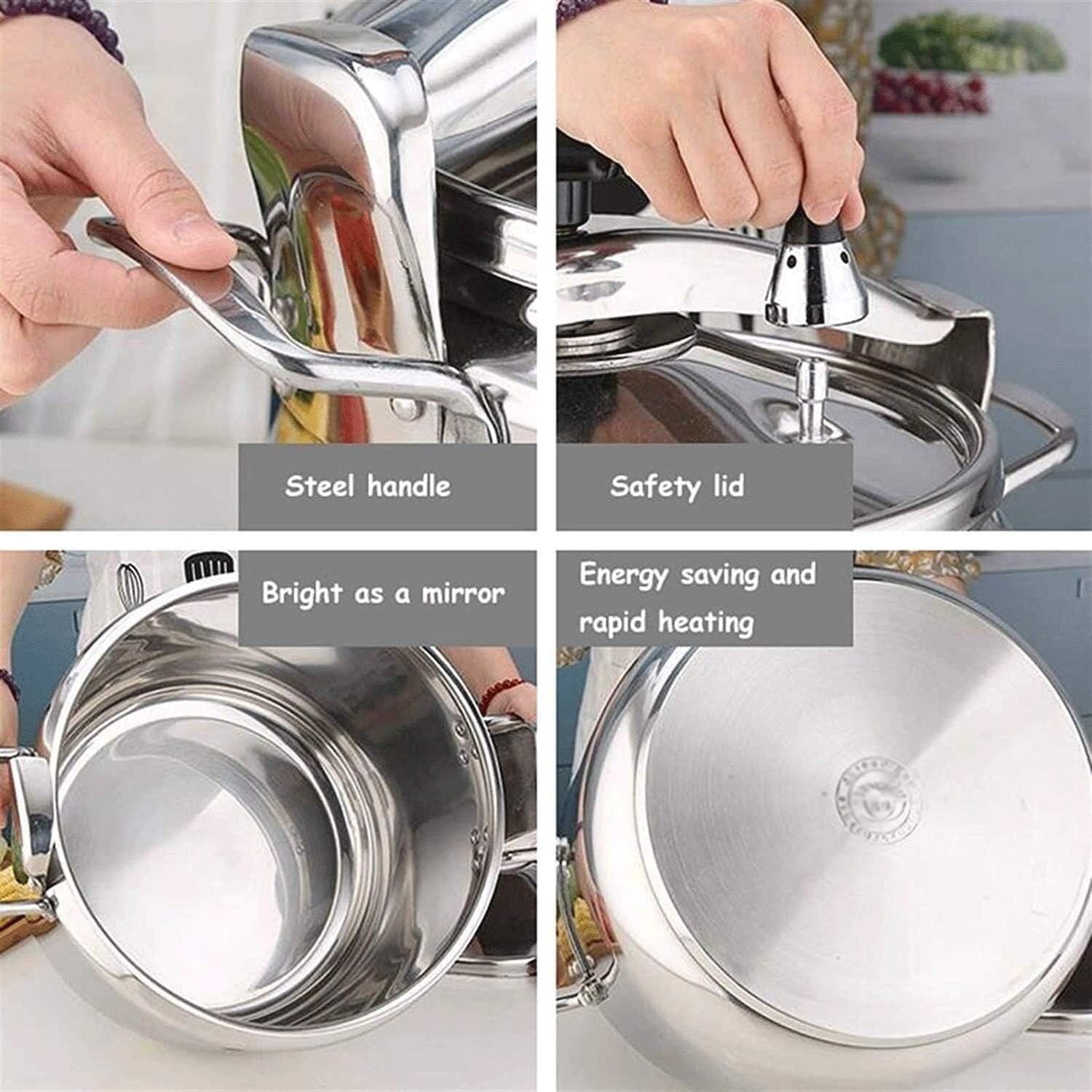 304 Stainless Steel Thickened Explosion-proof Pressure Cooker Cooker Commercial Hotel Gas-fired Induction Cooker General 22L, 30L, 40L (Size : 30L)