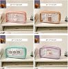 Pen Case, Large Capacity, 3-Layer, Pencil Case, Clear, Pencil Case, Pen Pouch, Bag, Cute, Bear, Rabbit, Stationery Bag, Small Case, Cosmetic Storage, Middle School Students, High School Students, College Students, Boys, Girls, Business, Social People, School Entrance, Graduation, Celebration, Gift Brown