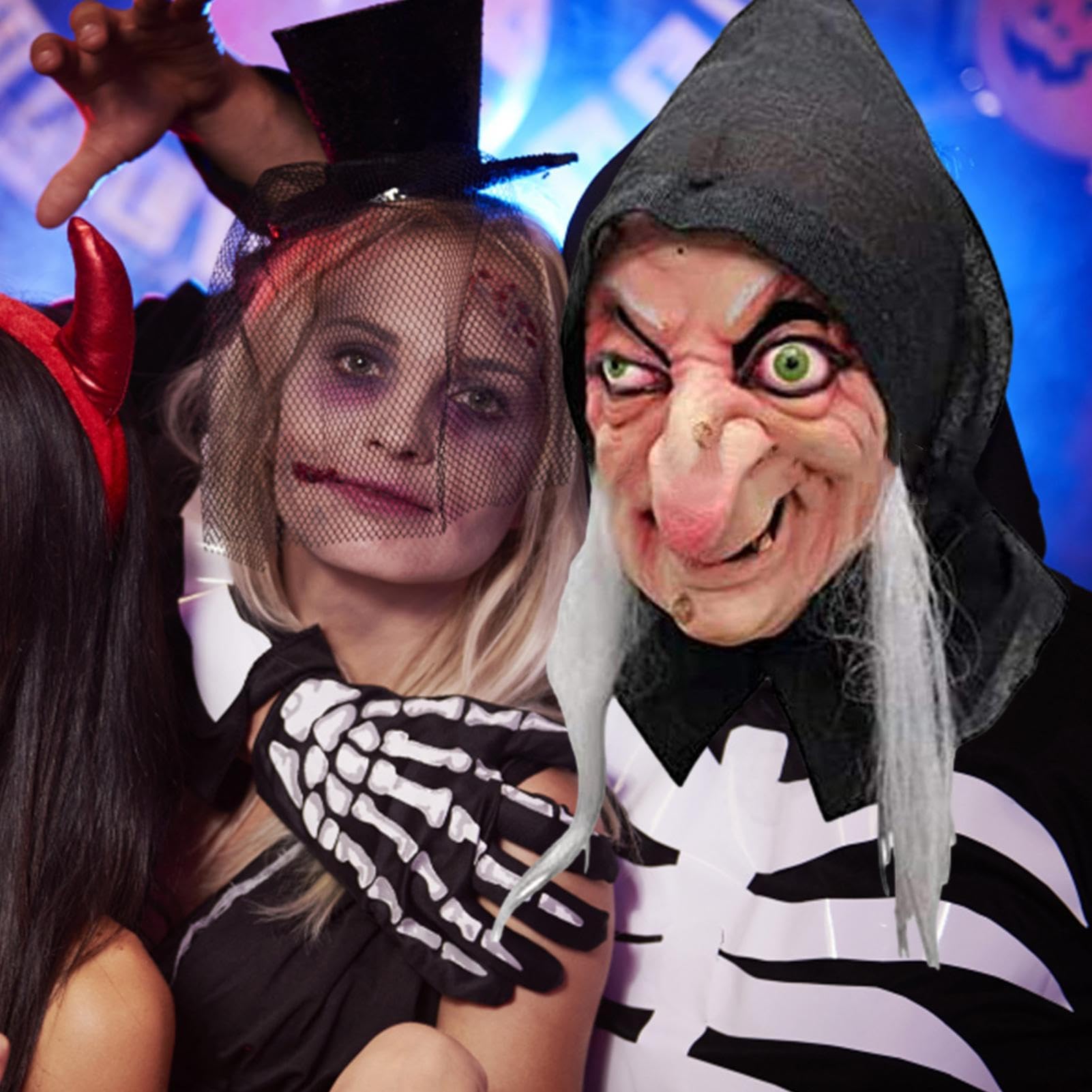 Filz-Hexen-Maske Für Halloween | Verstellbares Gummiband | Einheitsgröße | Für Kostüm & Deko