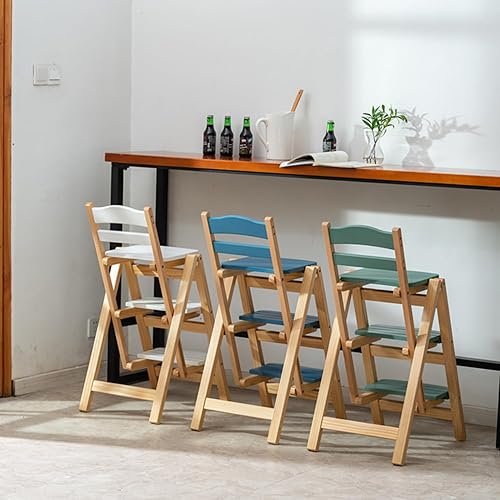 Miniatura 3 de Taburete de bar plegable, taburete de escalera de 3 escalones, escaleras de madera multifuncionales con capacidad de carga de 330 libras para el