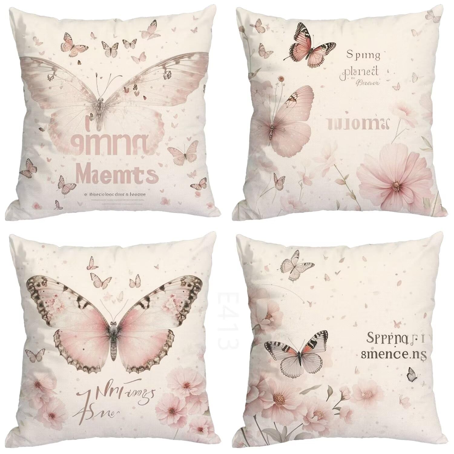retrò Federe Cuscini Divano 50x50cm,4 Pack Farfalla Estate Esterno Cuscini per Divano,Doppio Lato Quadrato Morbido Cuscini Divano,per Divano Soggiorno Sedia Autunno Dekoration Cuscino,Regali LY-413