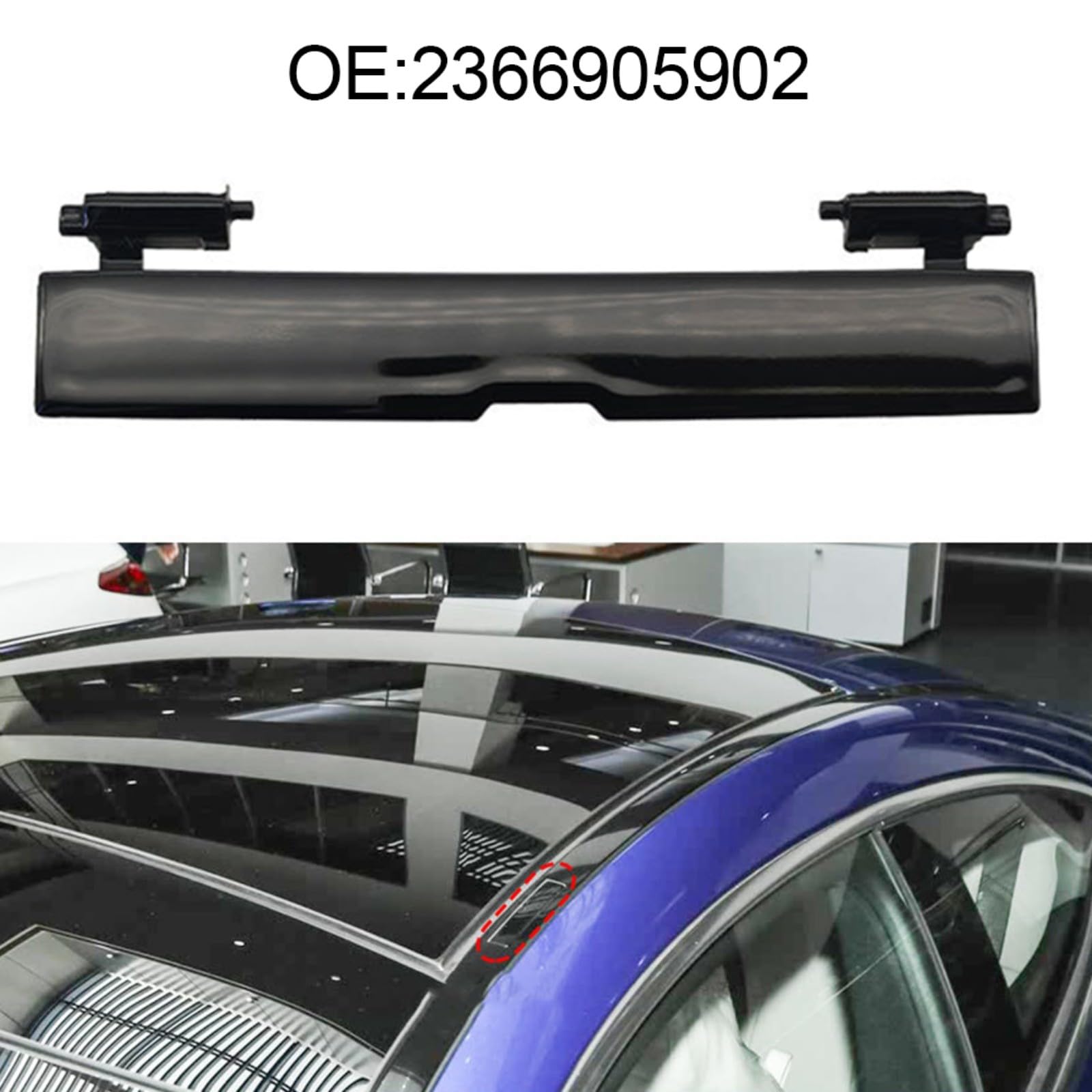 Copertura per barre portatutto per Mercedes-Benz per classe cle W236 2024-2026, copertura portapacchi ABS nero opaco, OEM 2366905902 (anteriore nero)