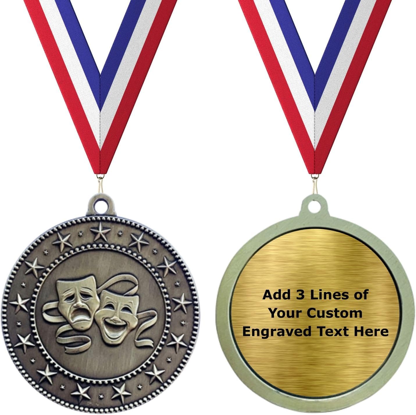 Express Medals Pack of 10 (or More) 2" Gold Music Award Medals Variations with or Without Engraving Personalization Engraved Custom Text Names Race Scouting