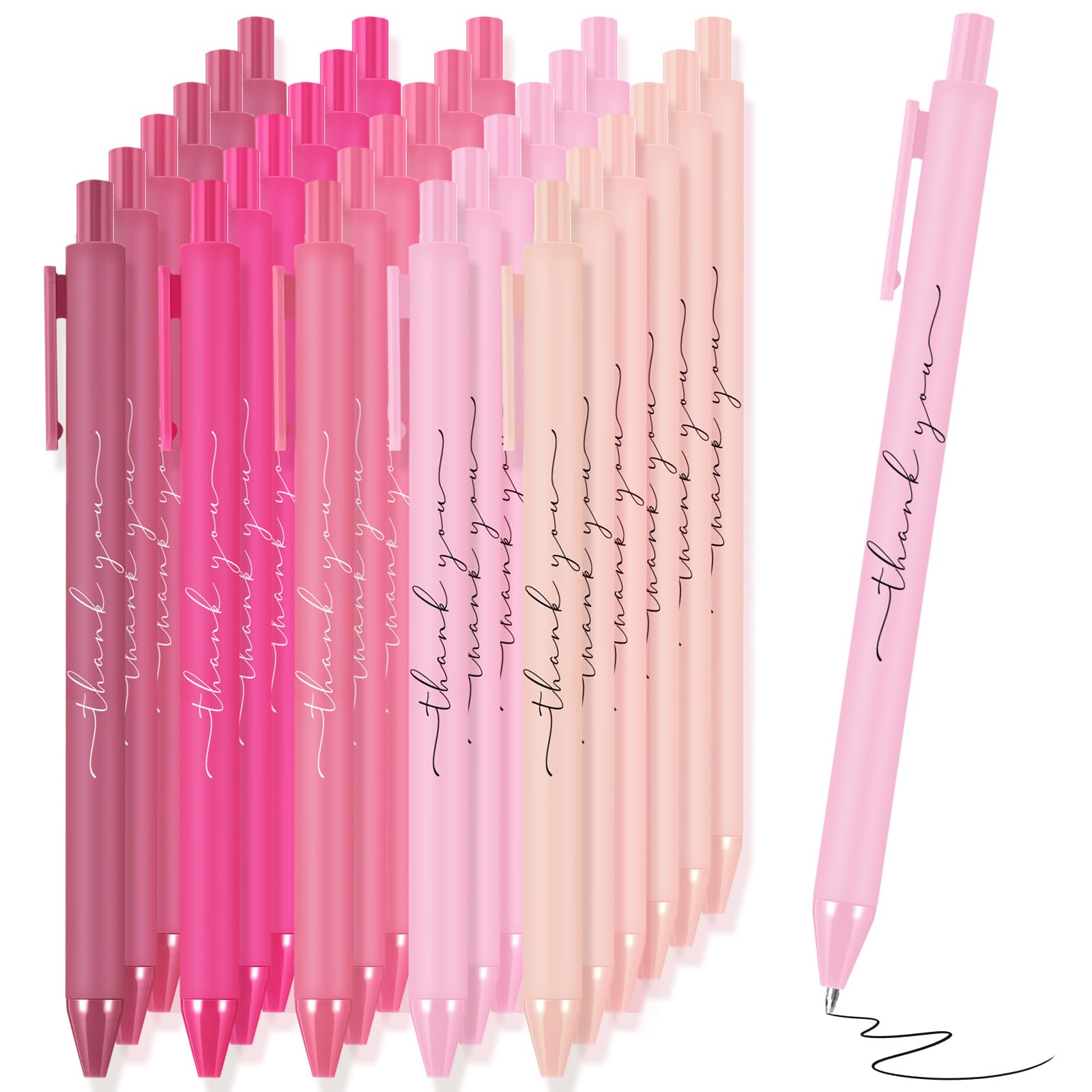 Dispowreath 50 Pcs Employee Gifts Bulk Thank You Pens Bulk Pink Candy Bridal Shower Ballpoint Pen for Women Wedding Baby Shower Server Waitress
