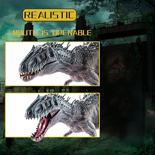 Miniatura 6 de Juego de 2 piezas de dinosaurios, tiranosaurio Rex grande de 15.7 pulgadas y T-rex realista de 12.2 pulgadas, figura de acción de dinosaurio