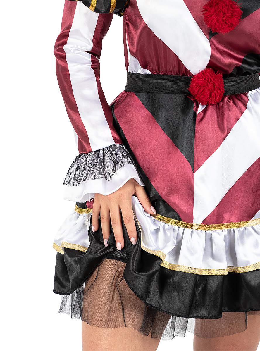 Funidelia | Seksowny Strój Straszny Klaun Premium dla kobiet Klowny Killer Clown Halloween Horror - Strój dla dorosłych i zabawne akcesoria na imprezy karnawał i Halloween - Bordowy