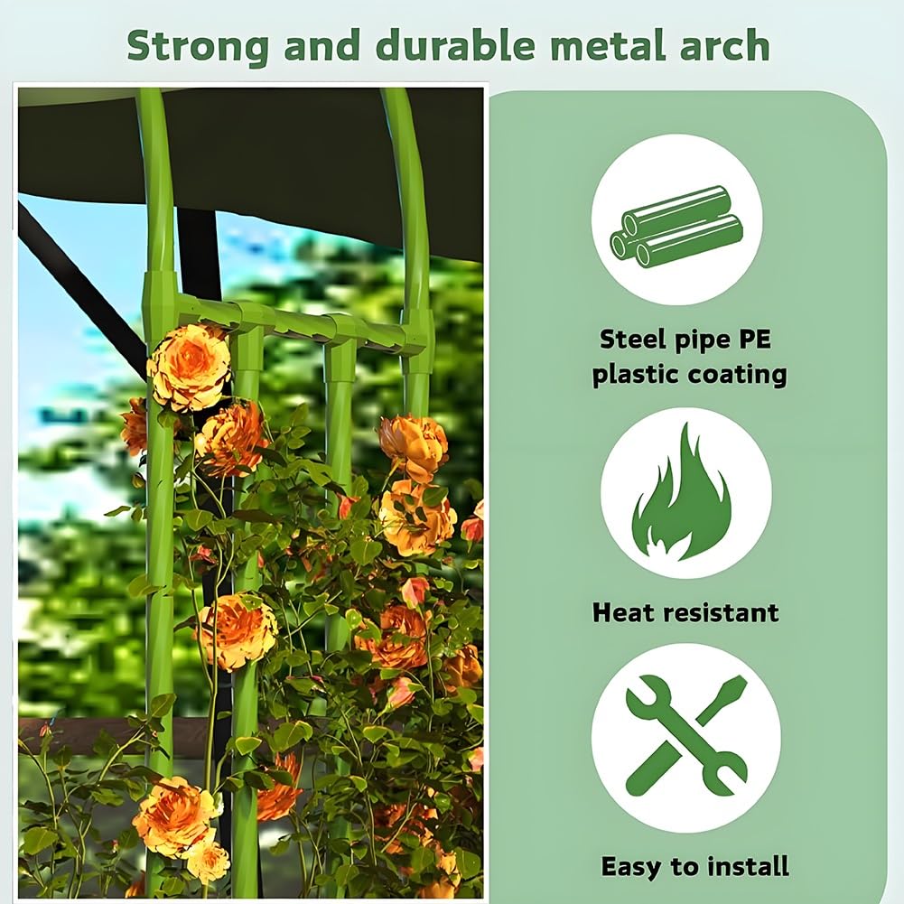 Demi-côté Grande Arche de Jardin en métal, Arche de rosiers, Robuste tonnelle en métal Rosiers Treillis pour Plantes grimpantes, Support de décoration de Jardin 120x240/240x240/300x240cm(Black,1.5X2.4