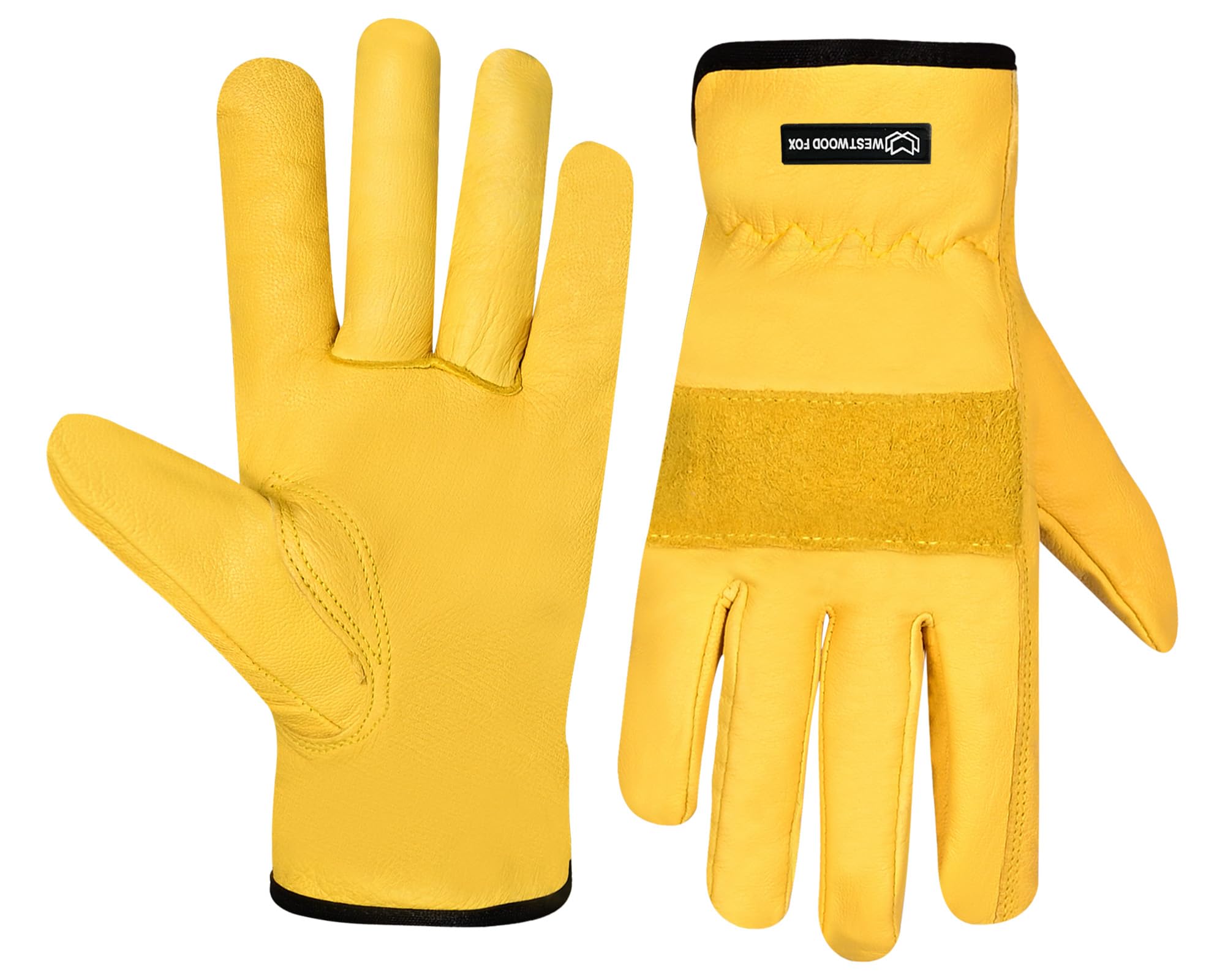 WESTWOOD FOX Thorn Proof Gardening Gloves Premium Leather Work Gloves with Adjustable Elastic Wrist, Heavy Duty Garden Gloves for Rose Pruning, Weeding, Digging, Planting, Gifts for Men & Women