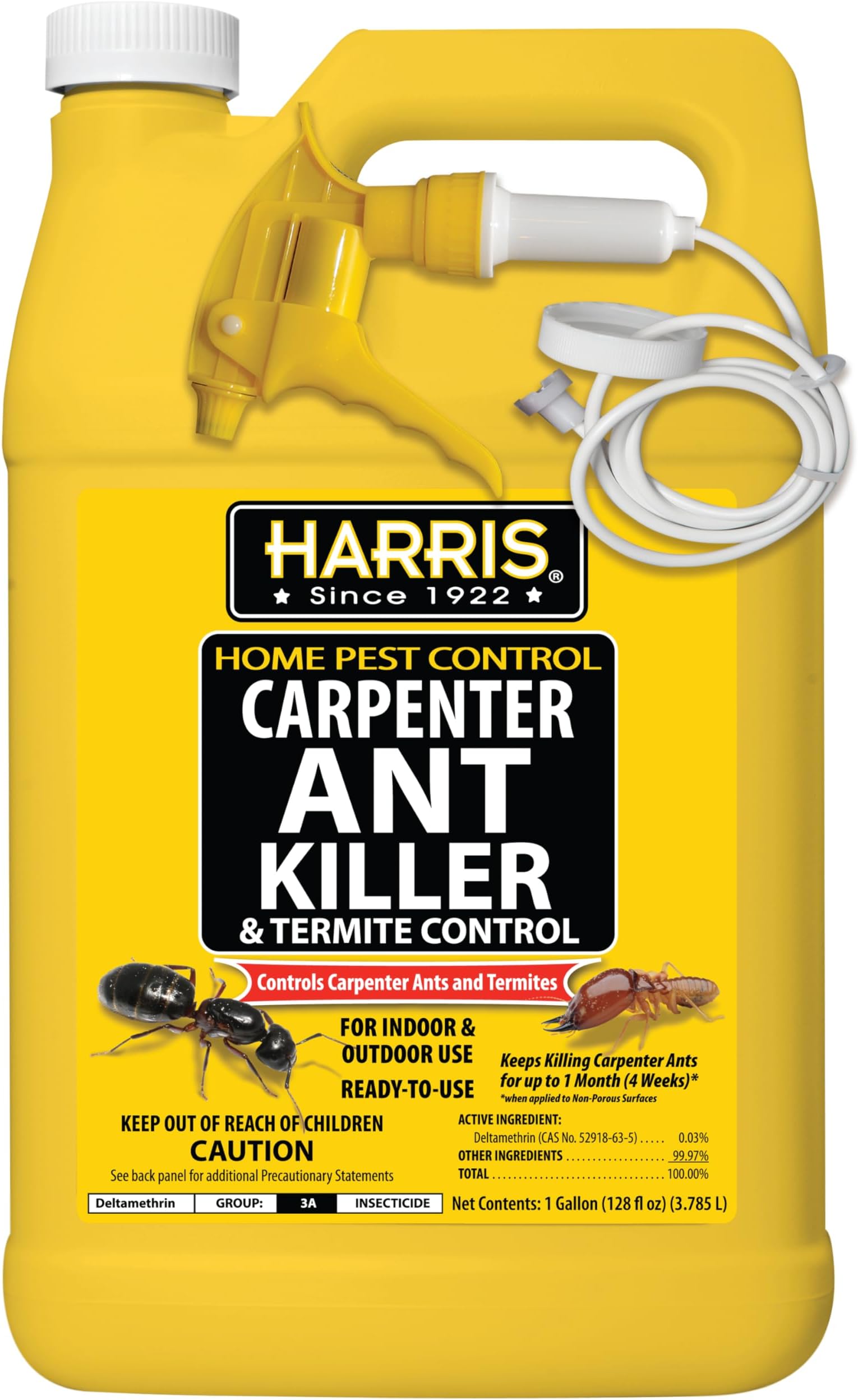 Harris Carpenter Ant Killer & Termite Control Treatment, Kills On Contact, Odorless & Non-Staining Formula, 128 Oz