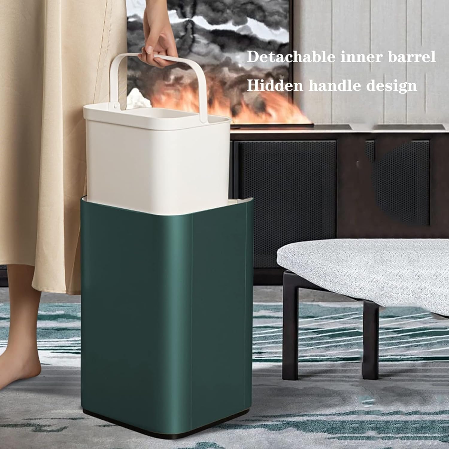 CLoxks Trash Garbage Can 12l Intelligent Sensor with Cover Large Capacity Living Room Garbage Can Kitchen Bathroom Large Waste Basket Office Study Waste Paper Basket with Lid