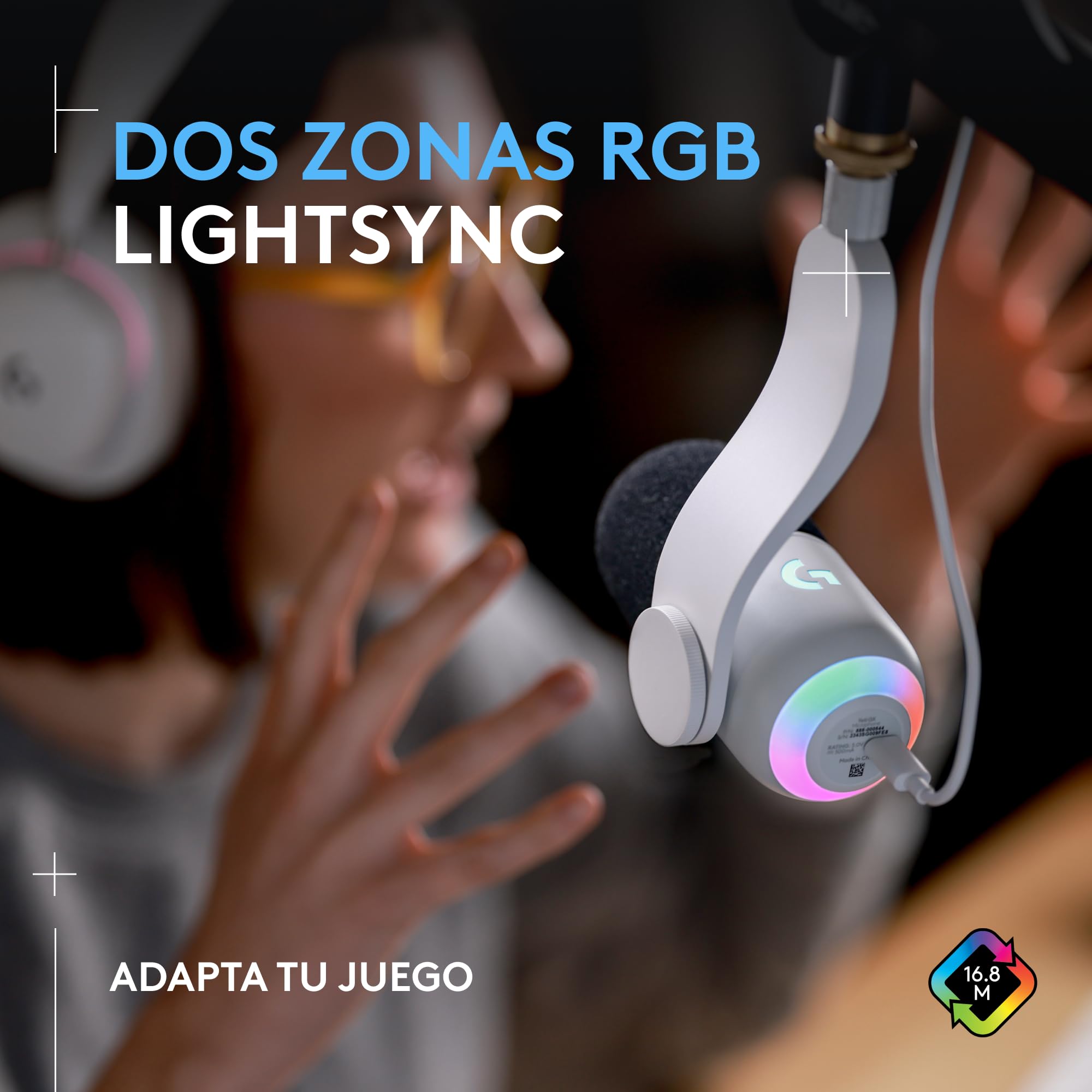 Logitech G Yeti GX, micrófono dinámico RGB con LIGHTSYNC para Gaming, micrófono USB para Streaming, supercardioide, Plug and Play USB para PC/Mac - Blanco