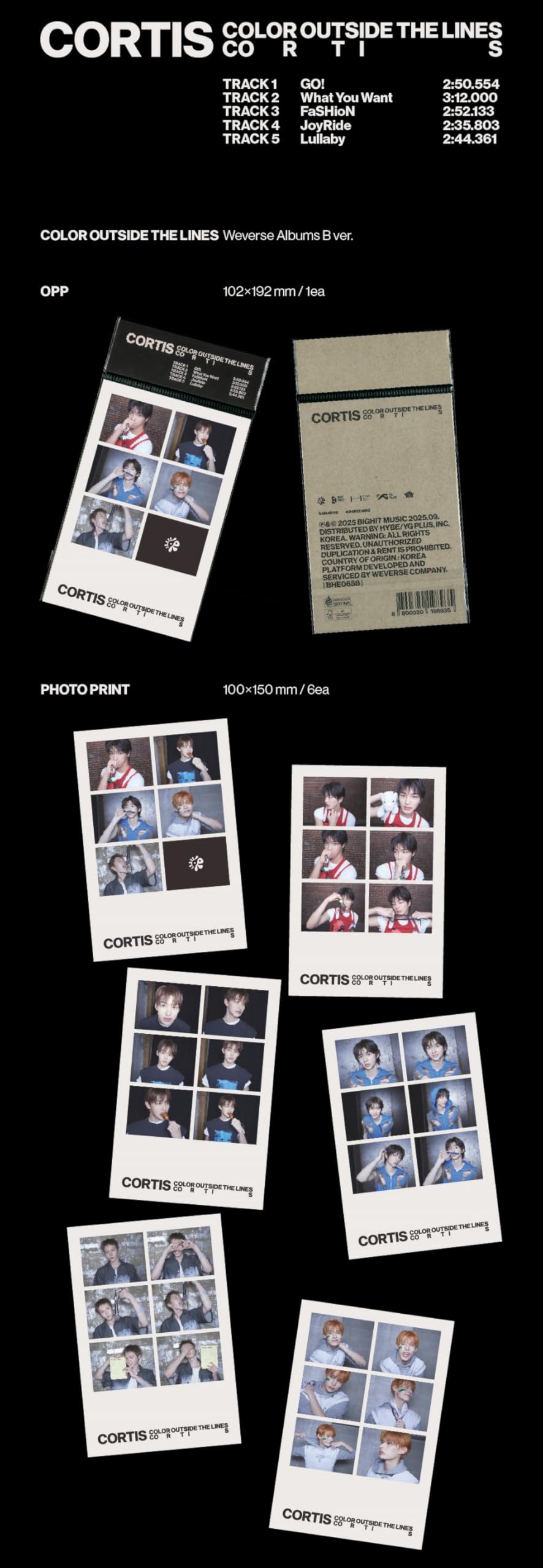 cortis　トレカ　未開封20　color outside the lines COLOR OUTSIDE THE LINES CORTIS Album [B ver. (Weverse Albums ver