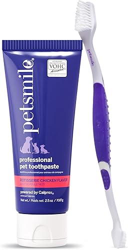 Petsmile Kit profesional de cepillado de dientes de mascotas para gatos y perros, solo pasta de dientes aceptada por VOHC y cepillo de dientes