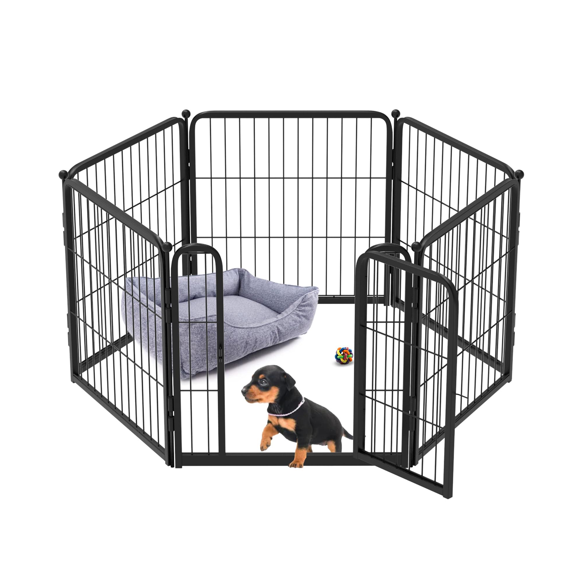 FXW Homeplus Unleashed Indoor Dog Playpen - Stress-Free and Safe Play, Heavy Duty 24 Inch 6 Wire Panels Dog Pen for Puppy and Small Dogs, Black?Patented