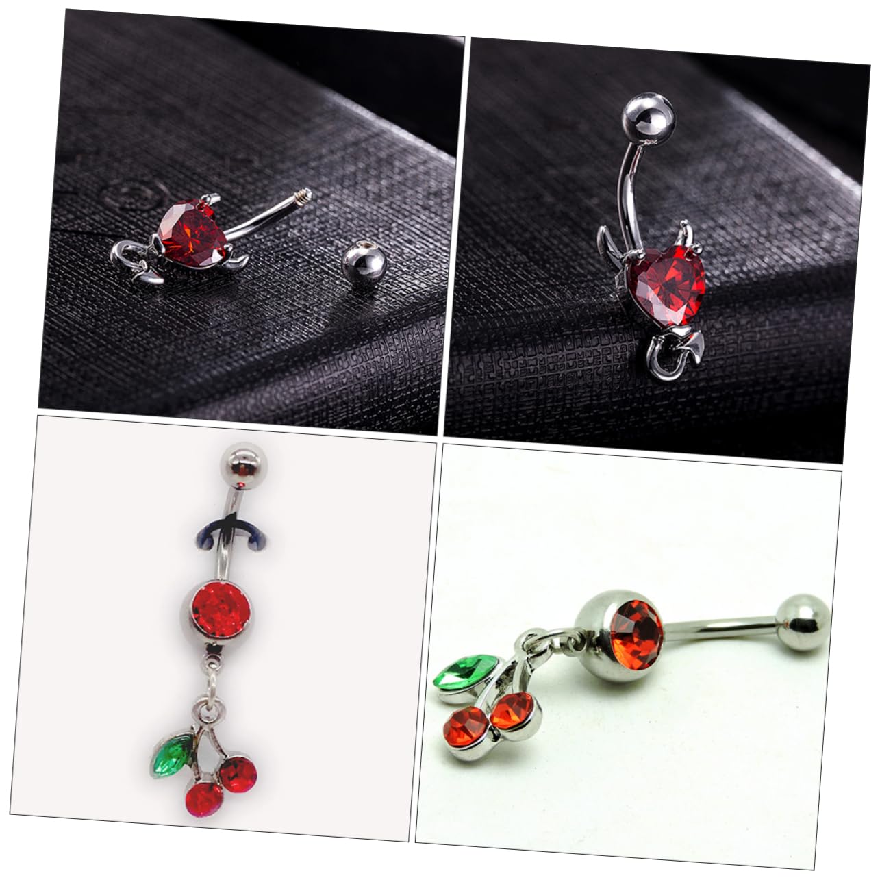 18piezas Anillo De De Inoxidable Brillantes Forma De Cereza Para Body Piercing Joyería Elegante Para Mujeres y Hombres