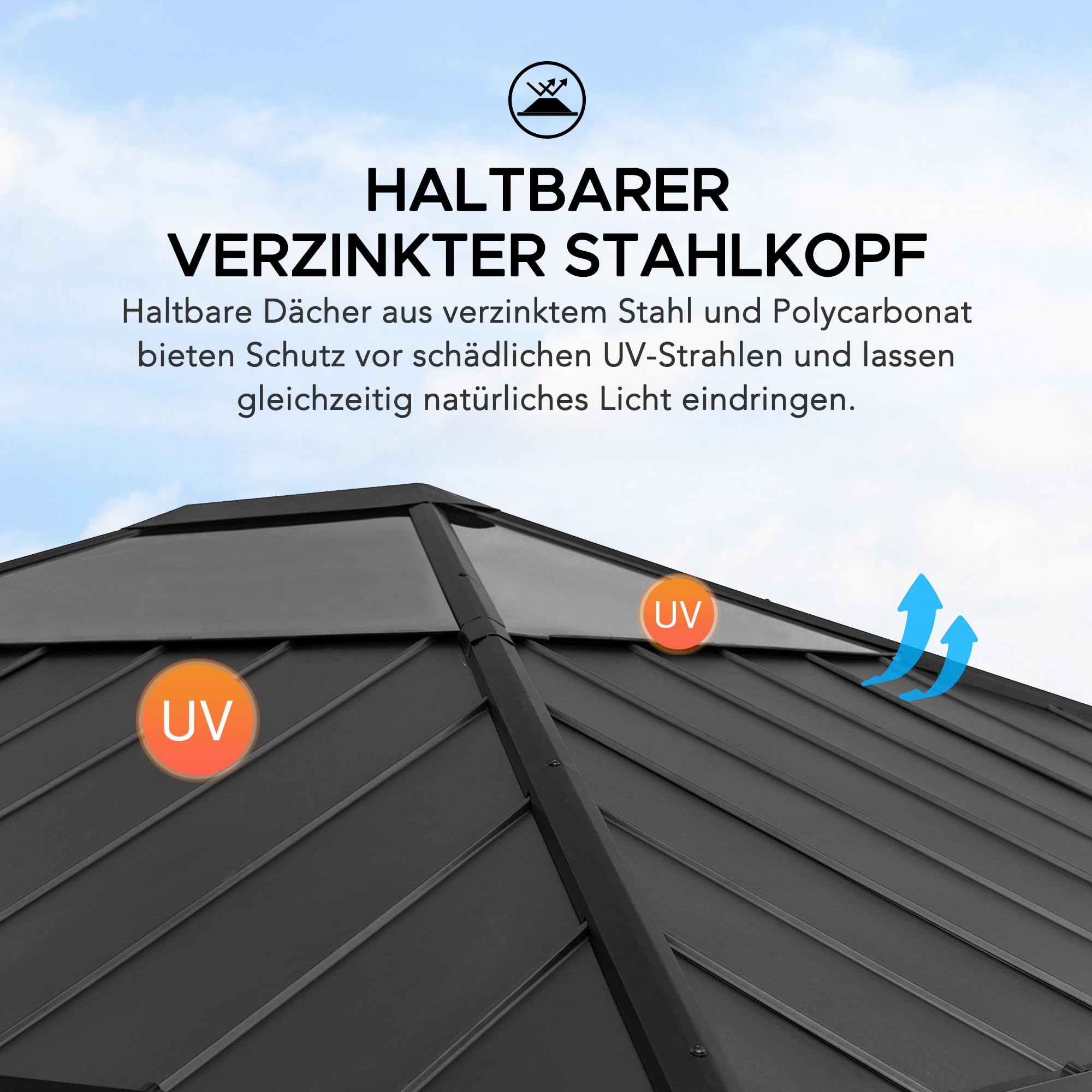 SUNJOY 3,9x4,5 m Holzpavillon mit lichtdurchlässigem Dachfenster, Pavillon Holz wasserdicht stabil Winterfest, Hardtop Stahldach, 14 cm Pfosten, Gartenpavillon für Terrasse & Deck