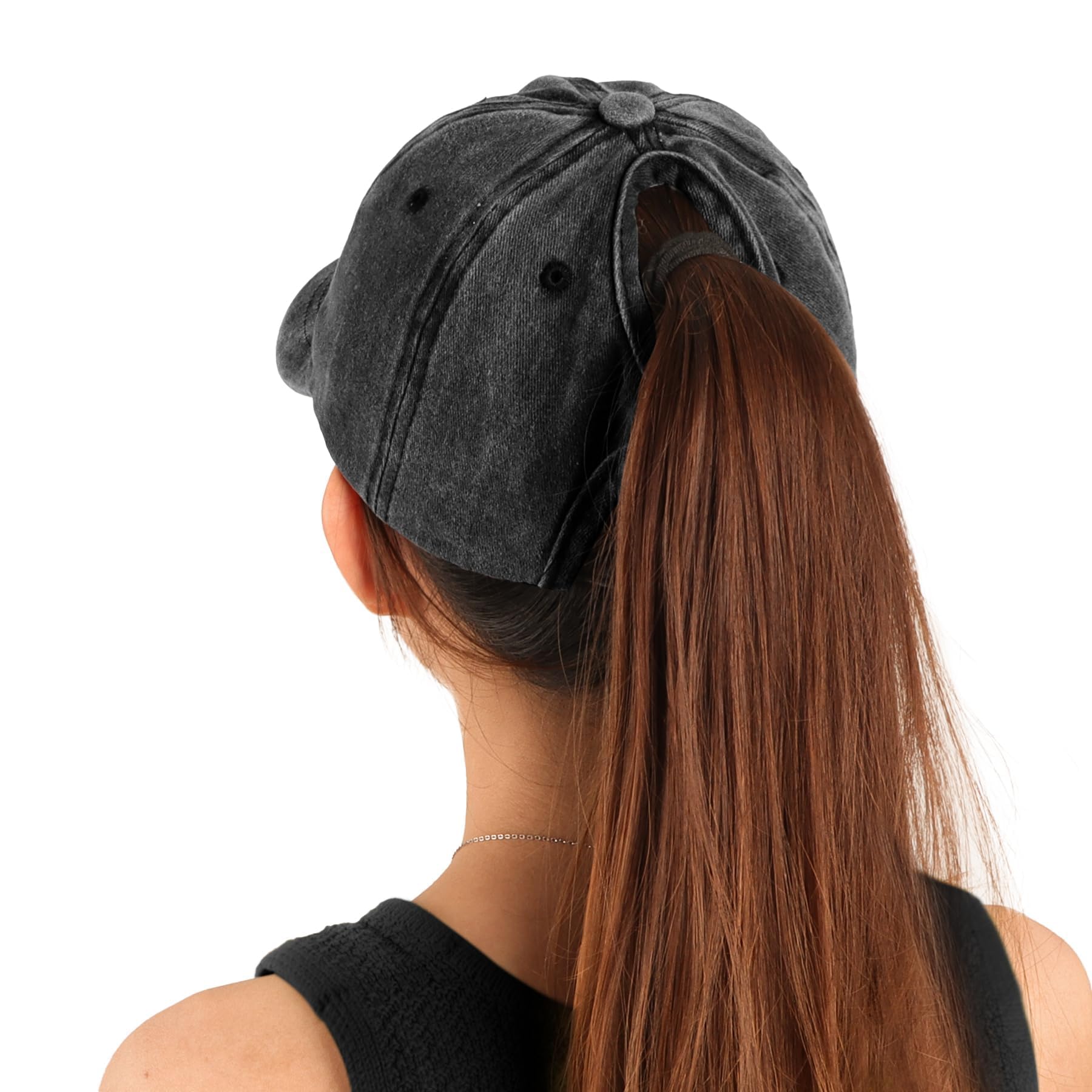 Pferdeschwanz Baseball Cap Damen Verstellbare Baseballkappe Vintage Mützen Sonnenschutz Basecap Mit Zopf Loch für Sommer Sport