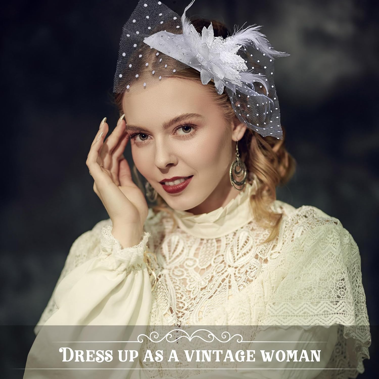 Jeyiour 9 Pcs Fascinators Hats Tea Party Feather Pillbox Hat with Clips for Women Halloween Veil Flower Hat, 9 Colors - Image 7