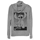 Junior's Lilo & Stitch Black and White Tonal Cowl Neck Sweatshirt