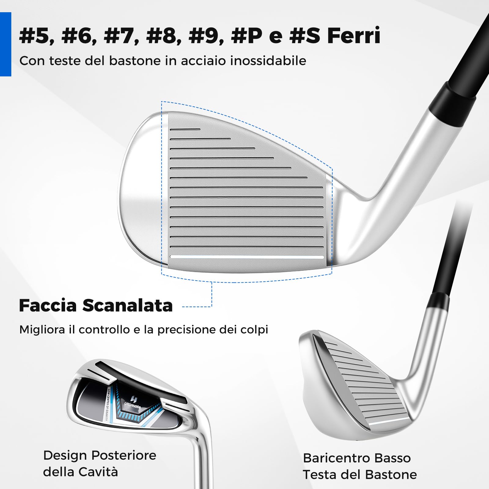COSTWAY Set Completo di Mazze da Golf con Sacca a Treppiede, Include con Driver 1 da 460CC, Legno 3, Ibrido, Ferri 5, 6, 7, 8, 9, P, S, Putter e Copertura Antipioggia per Destrimani