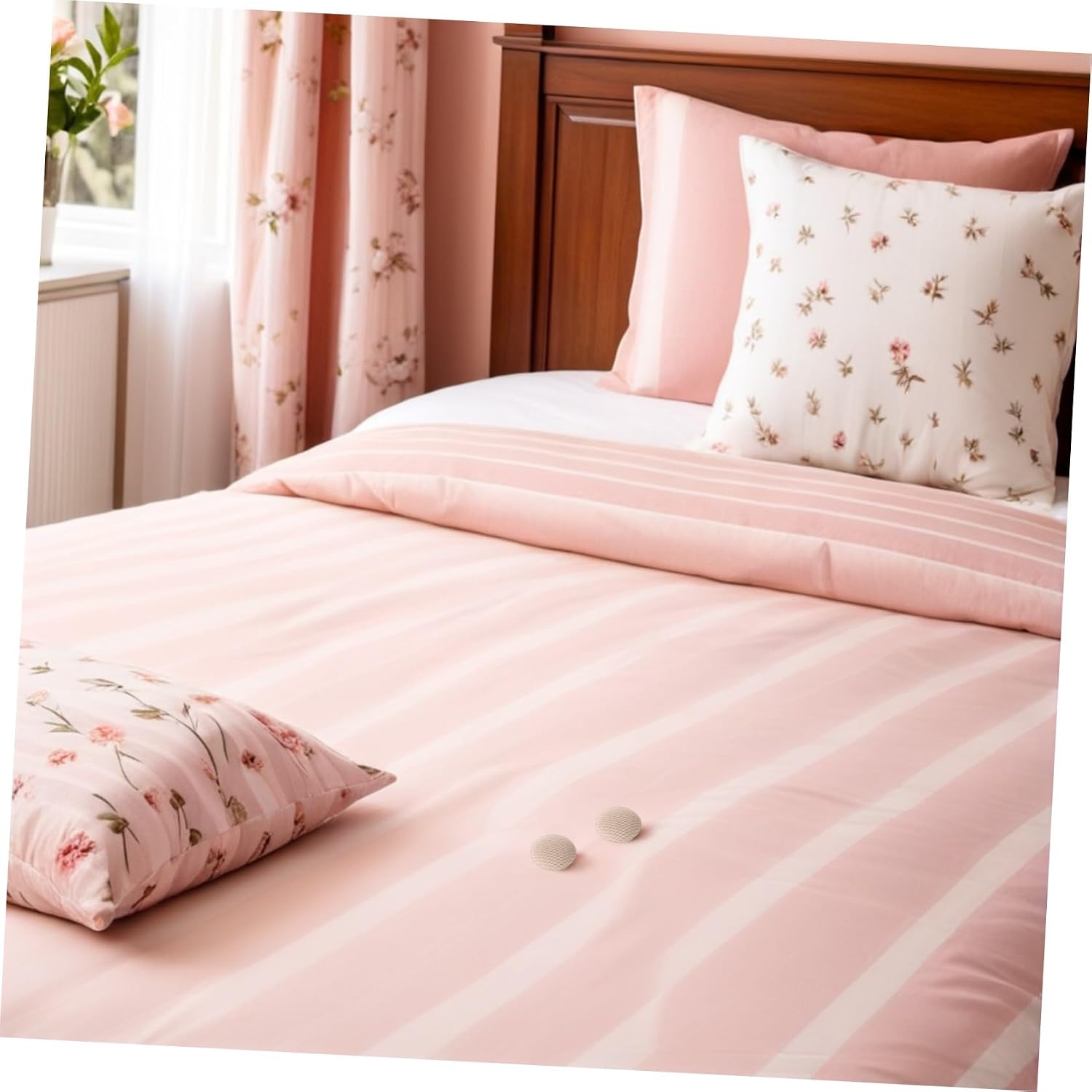 Bed Skirt Pins Beige Fabric Cover on 30pcs Non-Slip with Stainless Steel Spiral Design Upholstery Screw Pins Firm Anchor and Secure Grip and Bed Ruffle and Furniture Slipcover