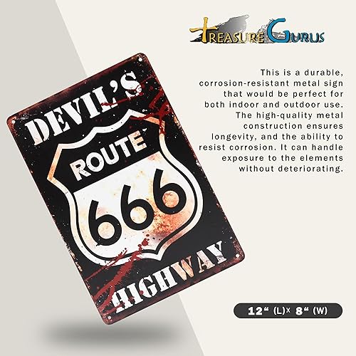 Miniatura 2 de 8x12 Retro Novedad Route 666 Devil's Highway Metal Street Sign Man Cueva Garage Shop Decoración de pared