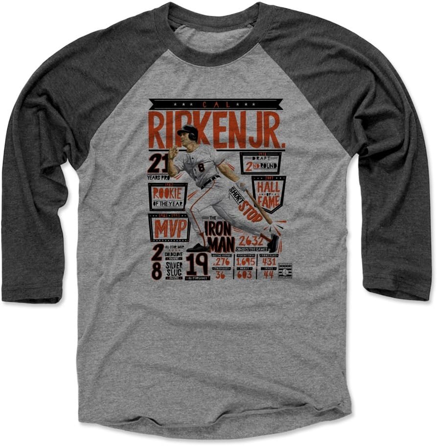 500 LEVEL Cal Ripken Jr. 3/4 Sleeve Raglan T-Shirt - Cal Ripken Jr. Position