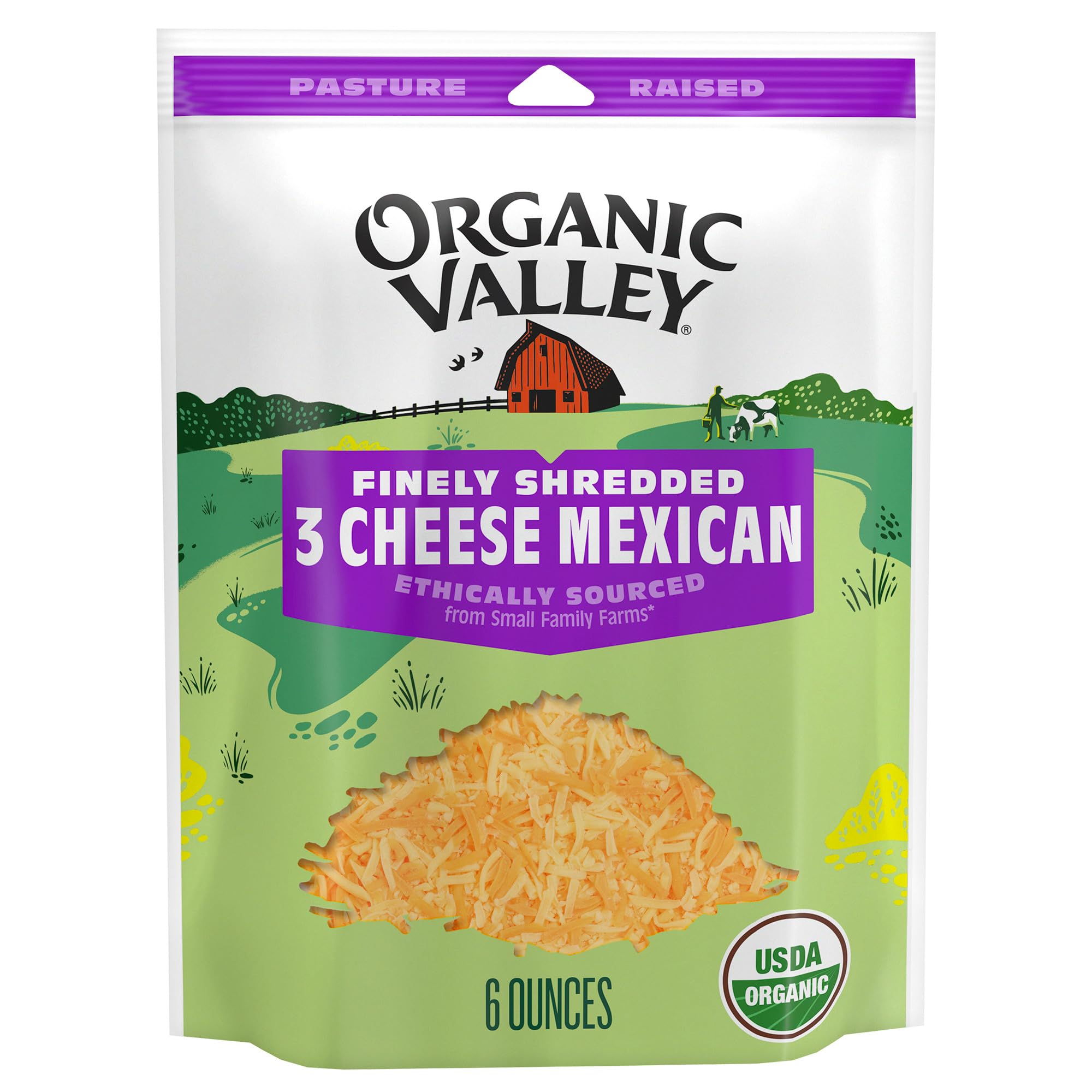 Organic Valley 3 Cheese Organic Finely Shredded Mexican Cheese Blend