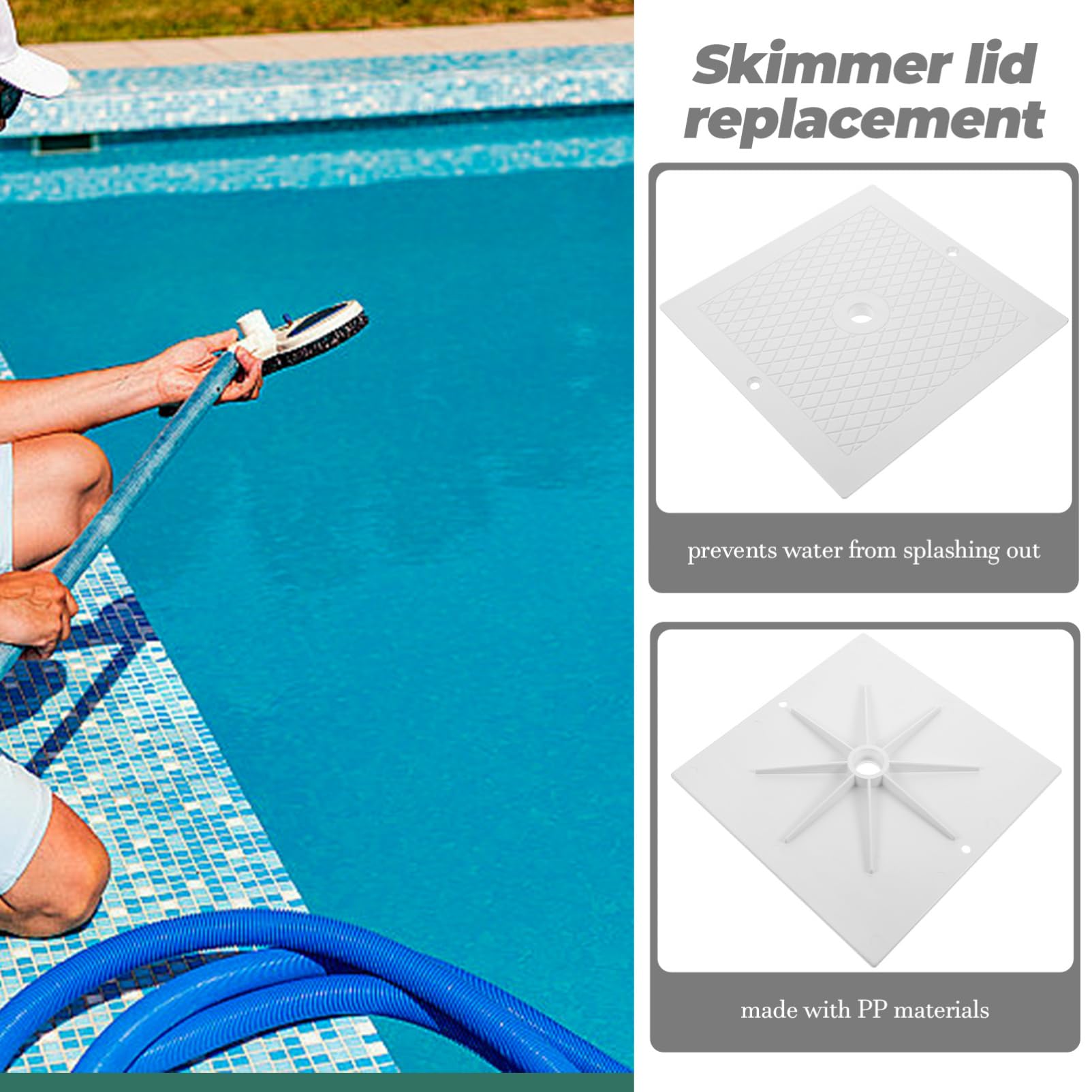 Happyyami Tapa del Skimmer de Piscina Cuadrada 10 X10 para Reemplazo, Accesorio Compatible Modelos Sp1084, Cubierta Resistente para Mantenimiento y Seguridad en Piscinas