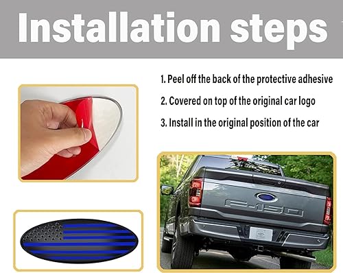 Miniatura 6 de Emblema de 12 pulgadas para rejilla delantera y portón trasero, superposición de aluminio, emblema de bandera americana compatible con Ford F250