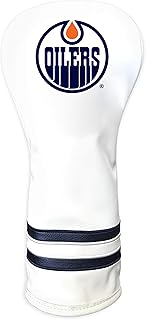 Team Golf NHL Edmonton Oilers White Vintage Fairway Head Cover White Vintage Fairway Golf Club Headcover, Form Fitting Design, Retro Design