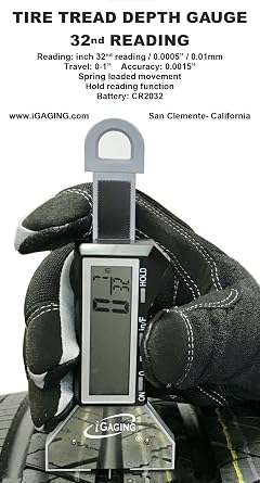 iGaging Tire Tread Depth Gauge Easy 32nd Reading Inch/Fractions/mm w/Hold Function