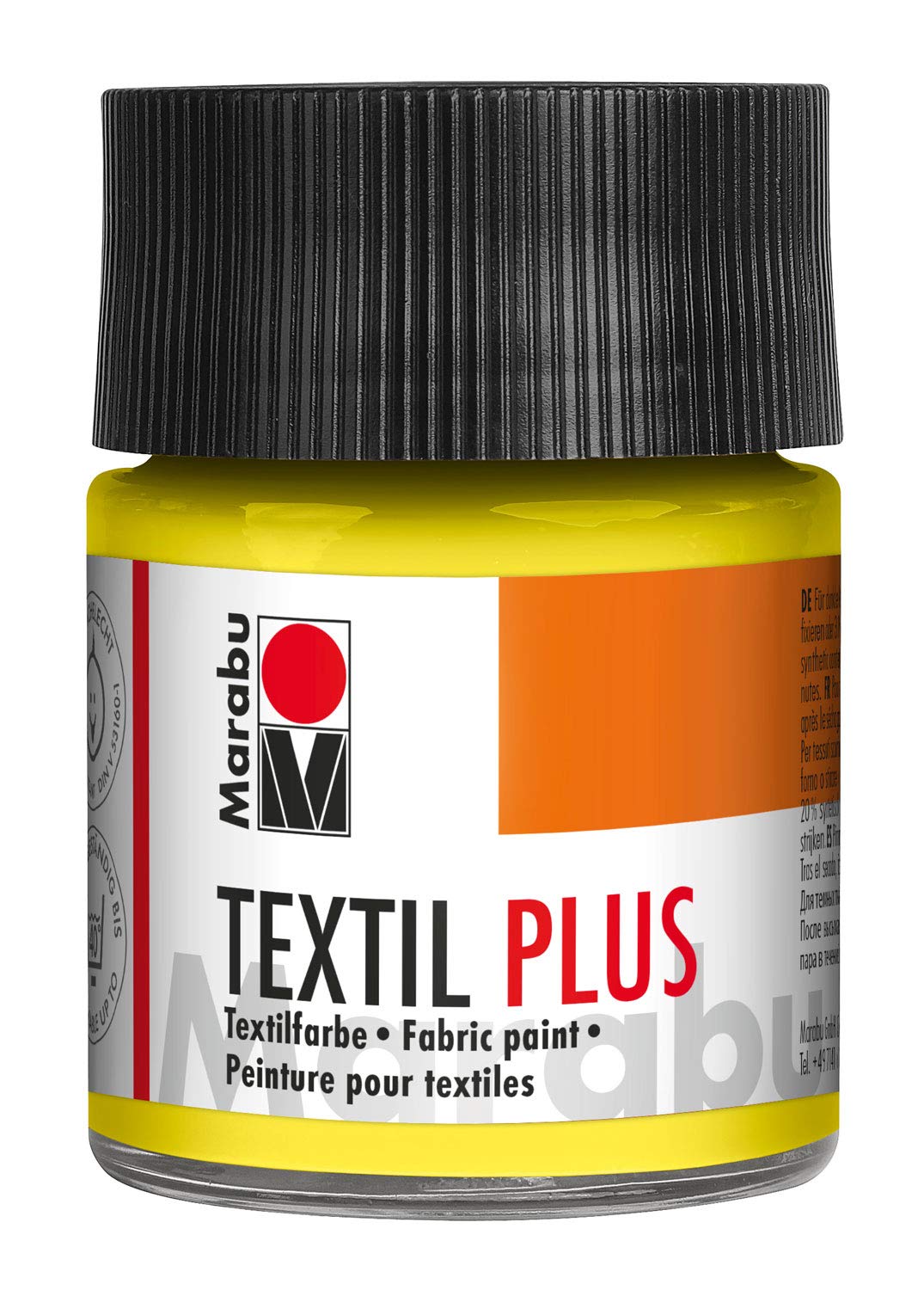 Marabu Textil Plus Tela, Apta Tejidos Oscuros, para Pintura impresión de Telas, después de la fijación, Lavable hasta 40 °C, limón, 50 ml (1er Pack), 50
