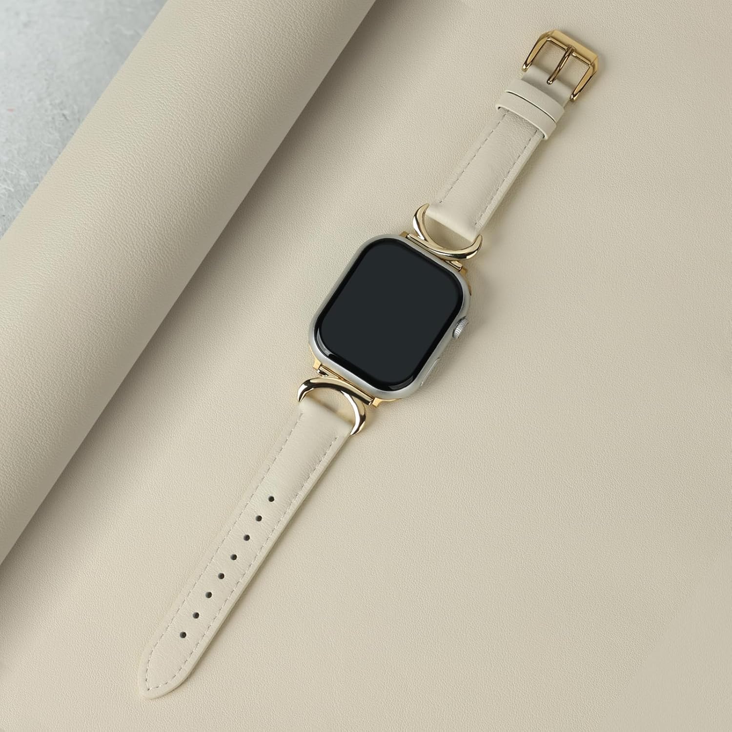 Leather Band Compatible with Apple Watch Bands Women 41mm 40mm 38mm 44mm 45mm 42mm 49mm Ultra 2, Dressy Leather Strap for iWatch Bands Series 9 8 7 6 5 4 3 2 1 SE