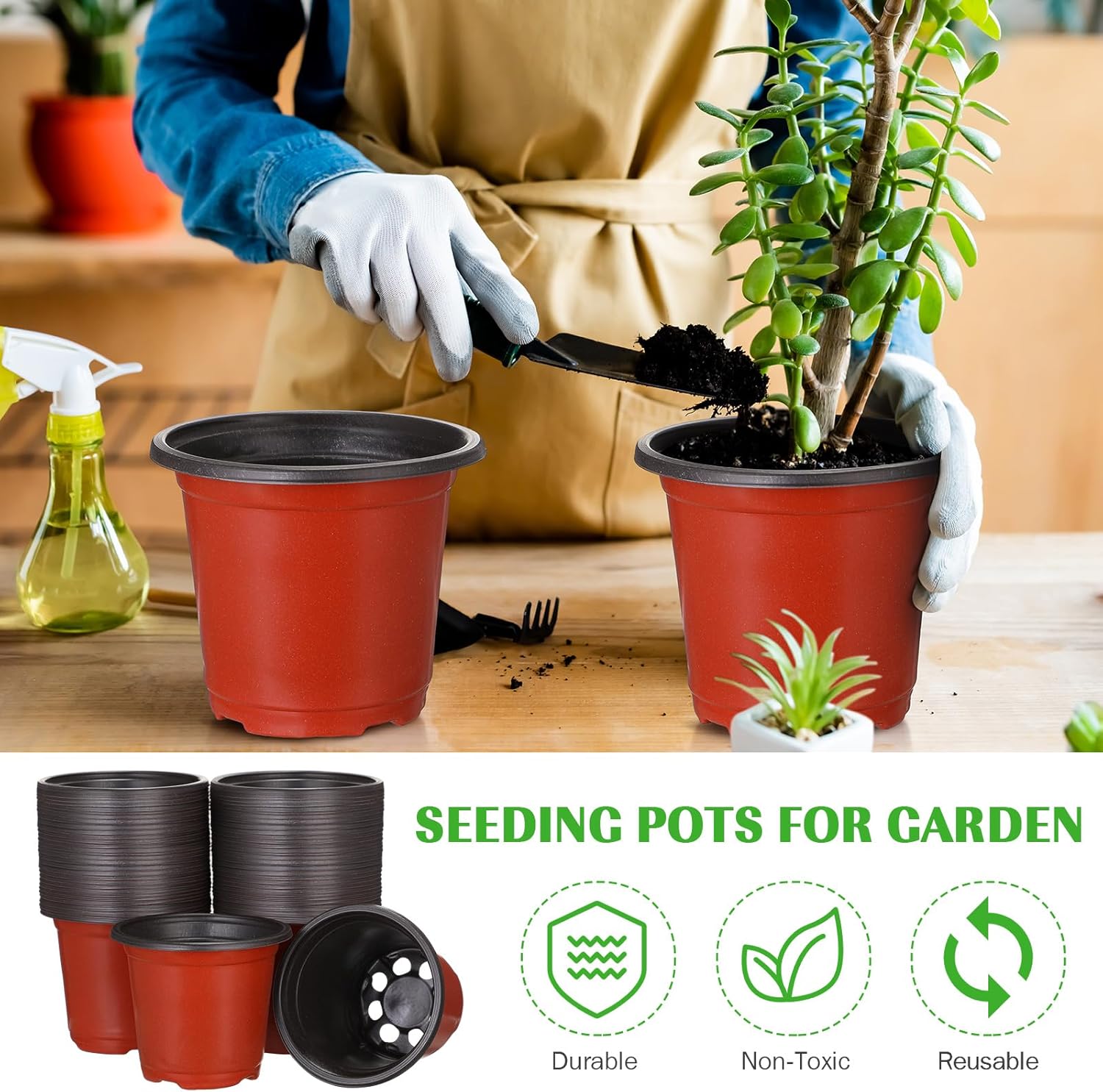 150 Pcs Plastic Plants Nursery Pot Bulk Seed Starting Pots Small Seedling Plant Pot for Outdoor Indoor Planting Garden Flower Succulents Cuttings Transplanting Planter (8 Inch)