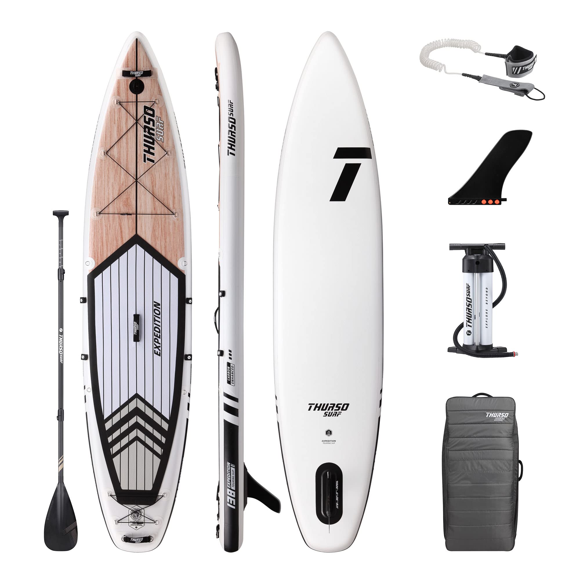THURSO SURFExpedition Touring Inflatable Stand Up Paddle Board SUP 11'6 | 12'6 Woven Drop-Stitch Two Layer Stabel Non-Slip Deck with SUP Accessories for Adults