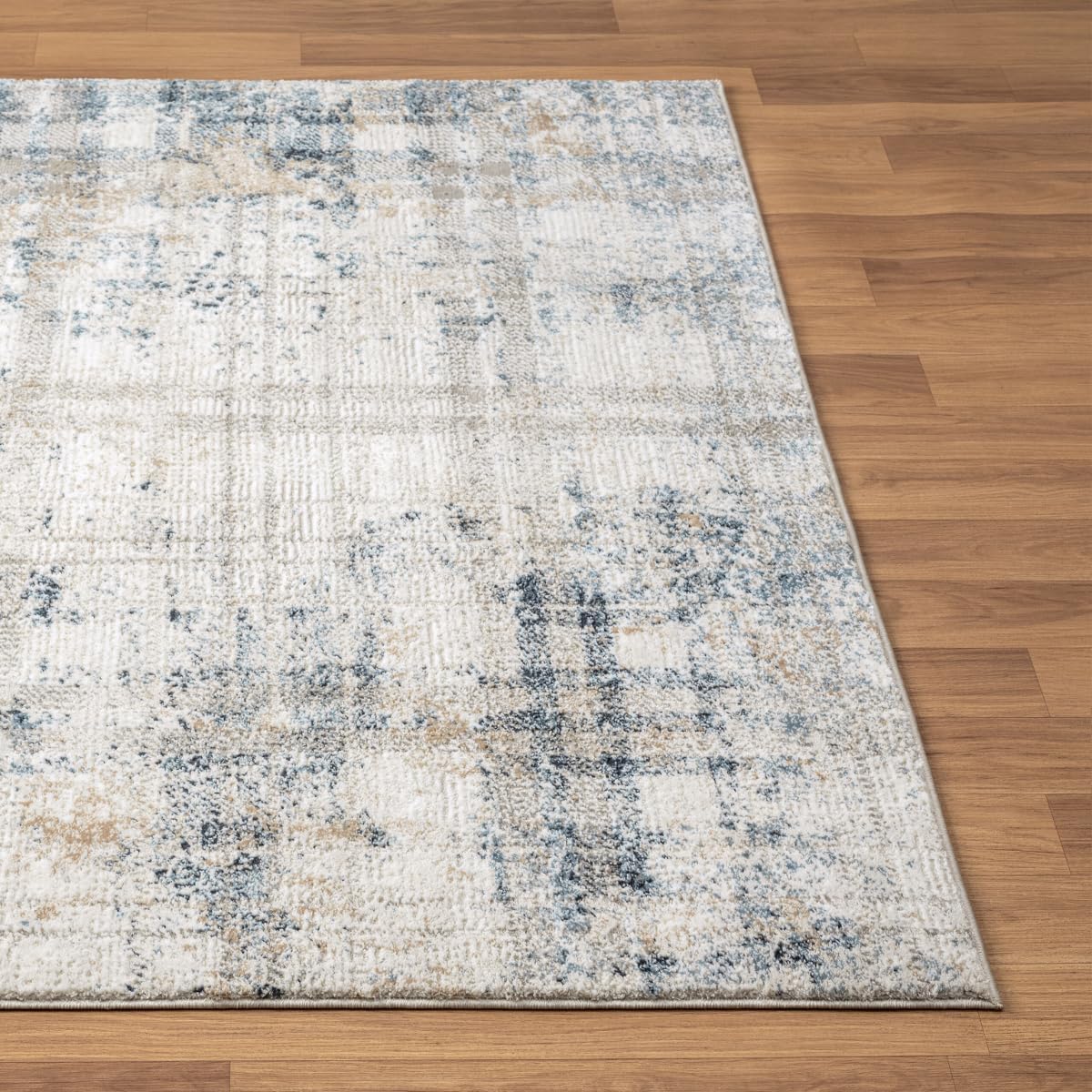LUXE WEAVERS Camellia Collection 1710 Distressed Abstract Area Rug (Blue, 8' x 10')