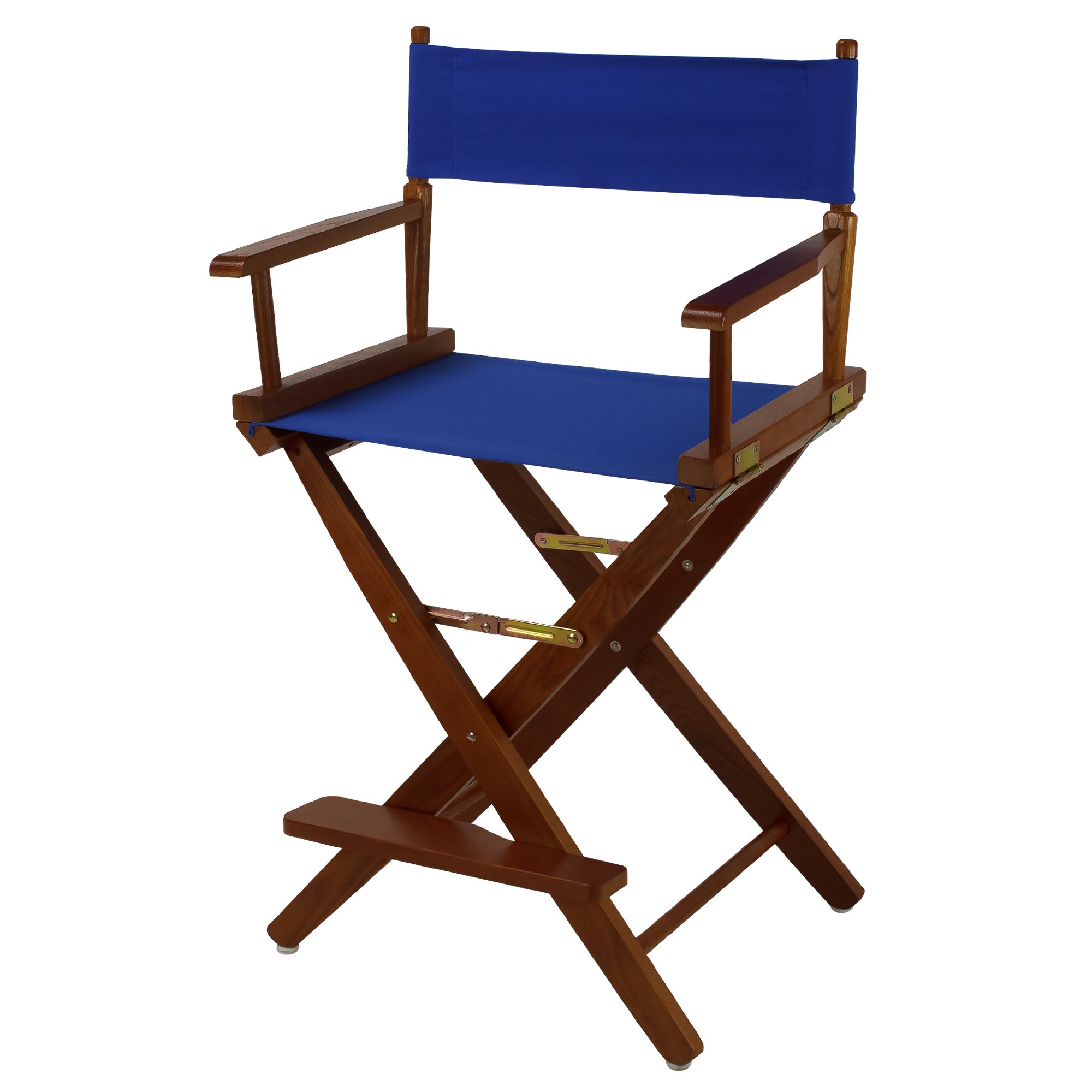 American Trails Extra-Wide Premium 24" Director's Chair Mission Oak Frame with Royal Blue Canvas, Counter Height