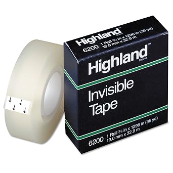 Highland 6200341296 Invisible Permanent Mending Tape, 3/4-Inch x 1296-Inch, 1-Inch Core, Clear