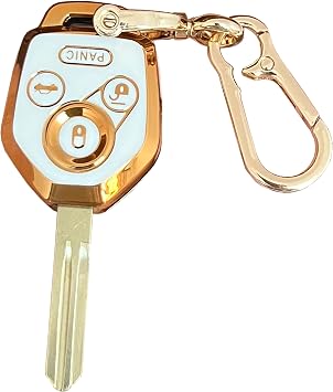 for Subaru Key Fob Cover Smart Key Shell with Gold Keychain Fit for Subaru Impreza Legacy Outback White