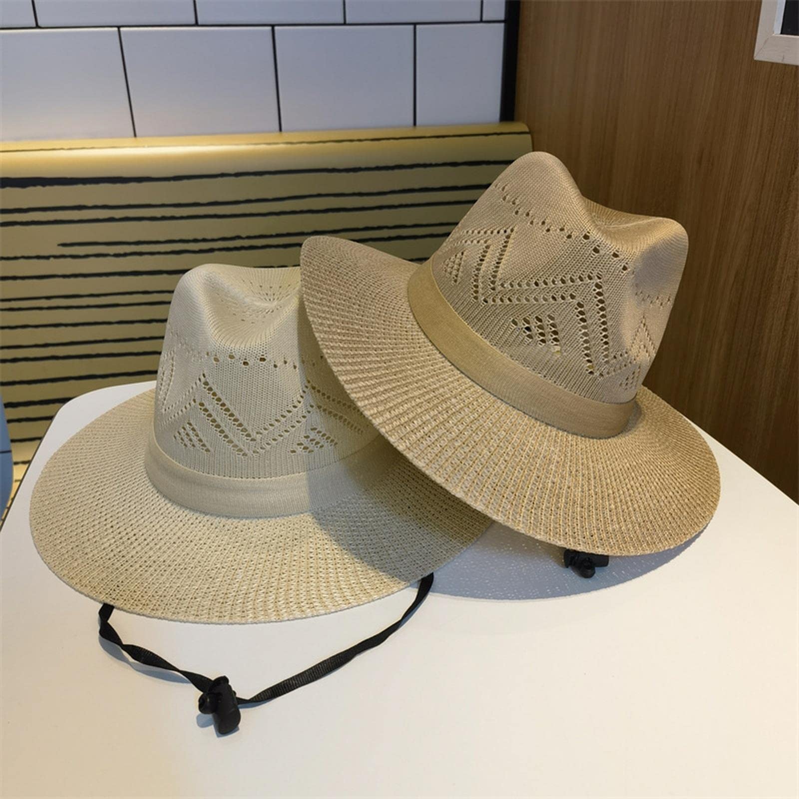 Sombrero de pescador para mujer, sombrero de playa, sombrero de paja, sombreros de verano, gorras de hombre, resistente al viento, sombrero de vaquera, 4,56-58 cm