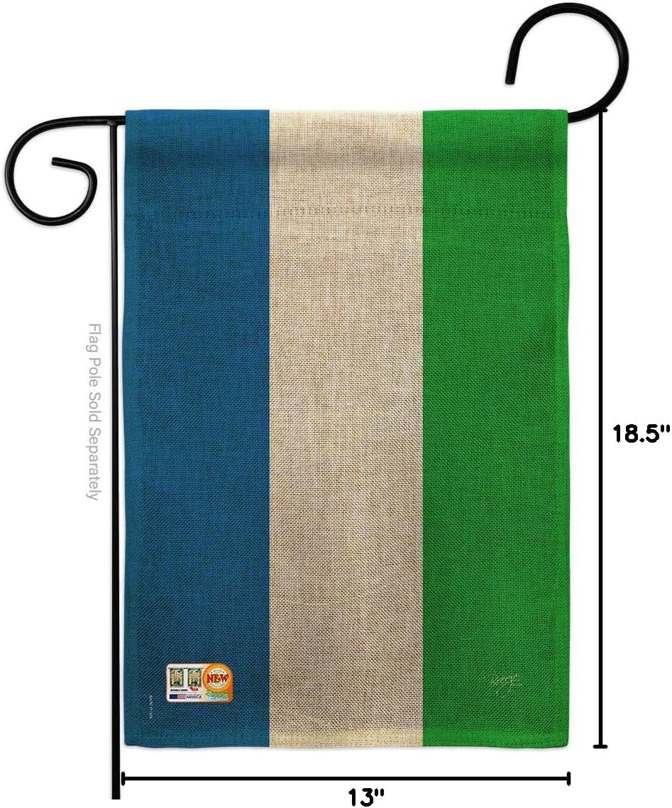 Sierra Leone Burlap Garden Flag Regional Nationality Nation International World Country Particular Area Small Decorative Gift Yard House Banner Double-Sided Made In USA 13 X 18.5