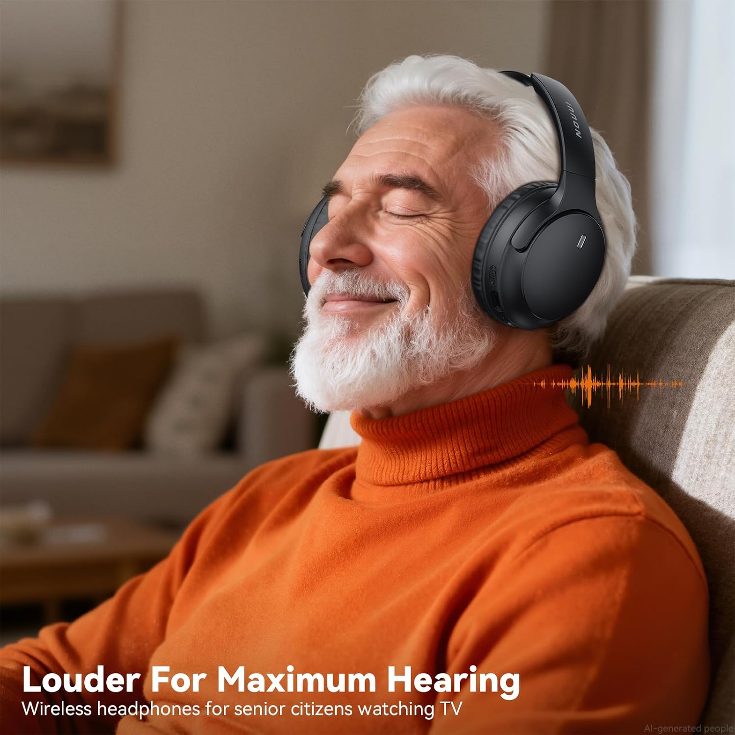 Wireless Headphones for TV Watching, TV Headphones Wireless for Seniors with Transmitter Charging Base, No Delay Bluetooth Headphones for TV for Hard of Hearing, Plug and Play, Gifts for Elderly