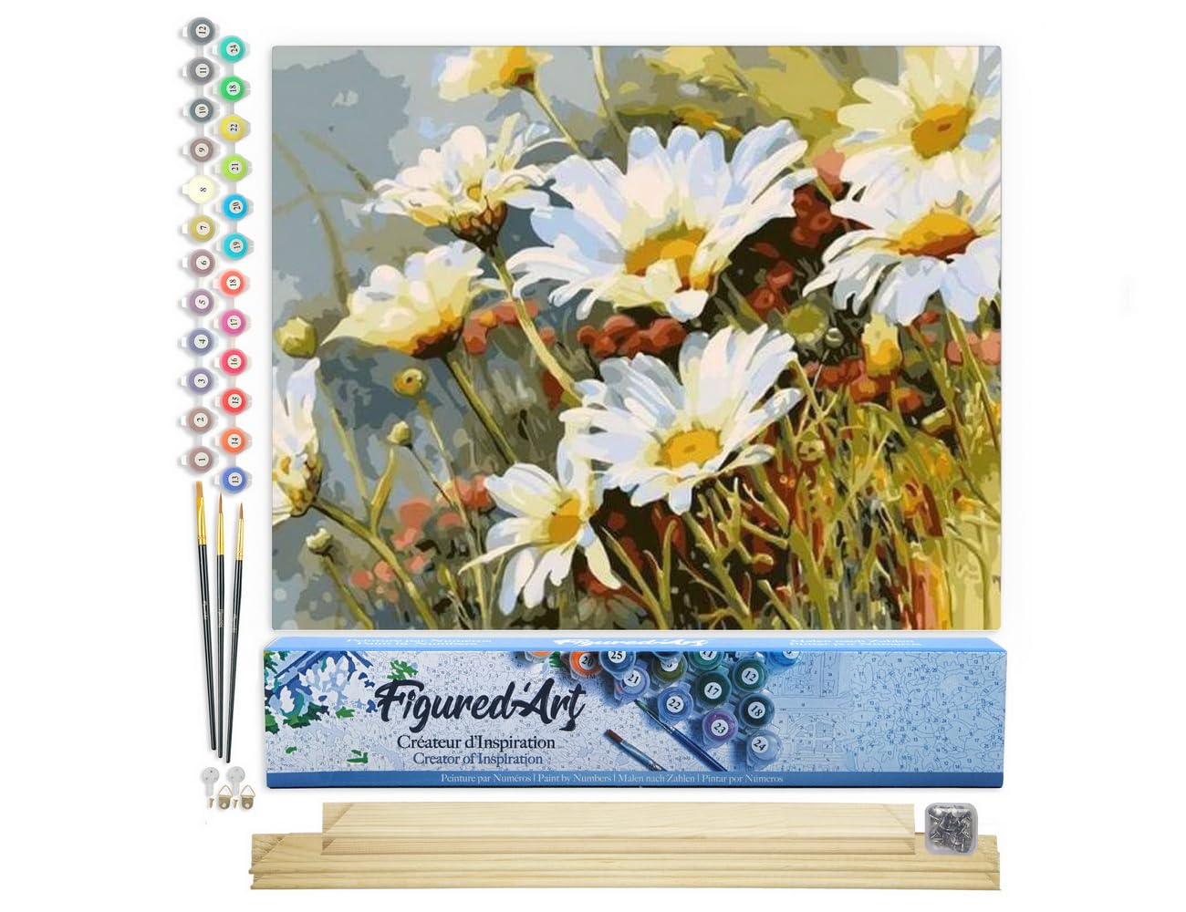 Figured'Art Pintar por Numeros Adultos con marco Entrada florecida - Manualidades pintura acrilica Kit Cuadro DIY completo - 40x50cm con bastidor montado — view 15