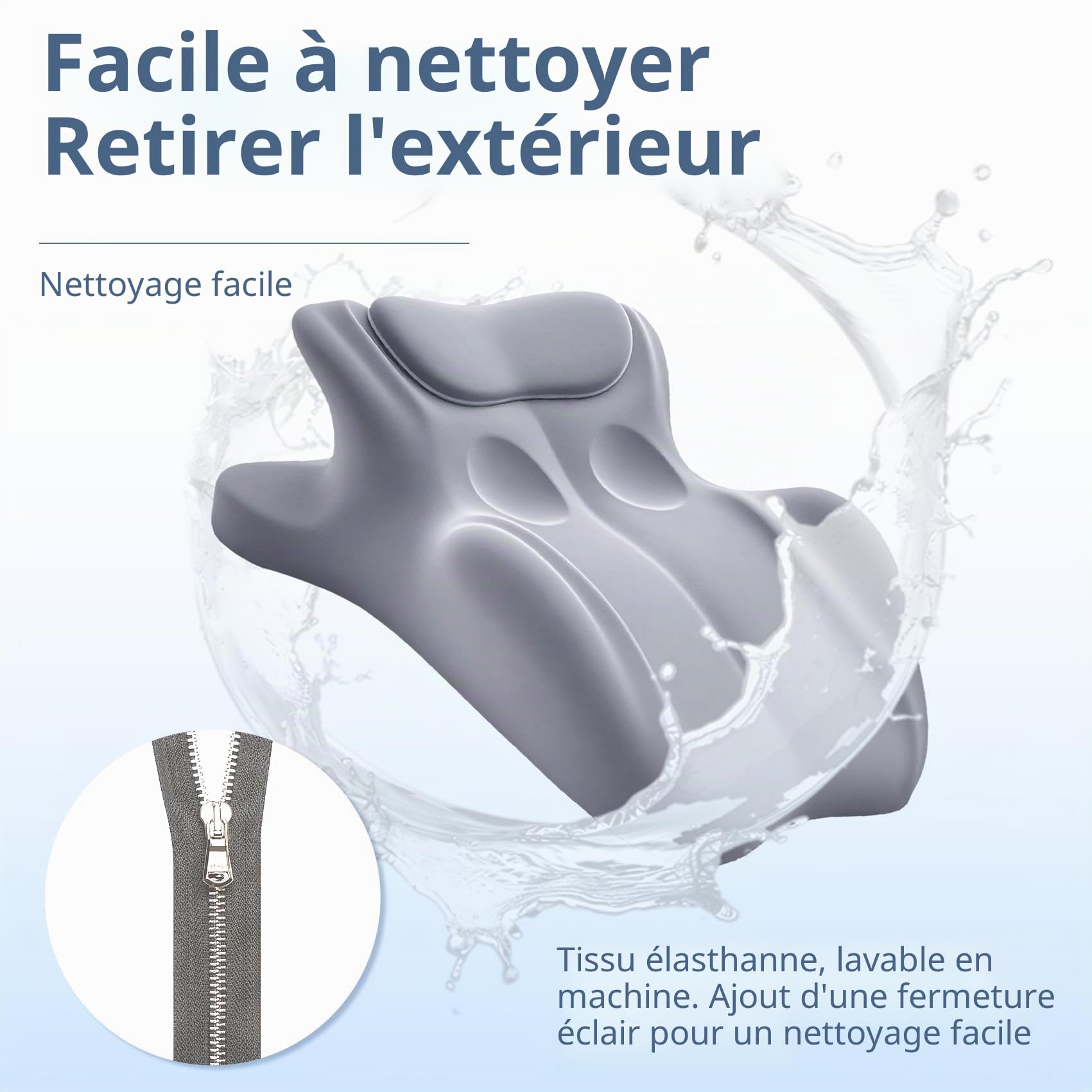Générique Oreiller Ergonomique Couple à Mémoire de Forme 27°, Coussin Multi-Positions avec Soutien du Dos, Soulage la Pression, Cou et Jambes, Oreiller Intime avec Housse Amovible Lavable (Bleu)